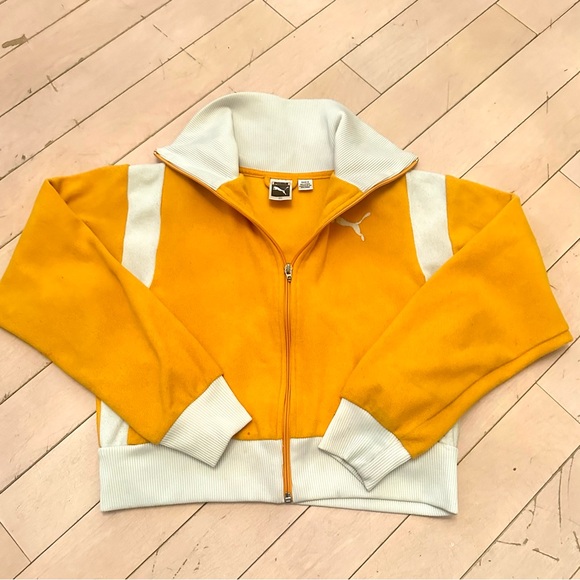 Puma Edition Marigold and White Terry Cropped T7 Track Jacket - Picture 4 of 7